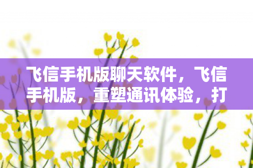 飞信手机版聊天软件，飞信手机版，重塑通讯体验，打造高效沟通新平台