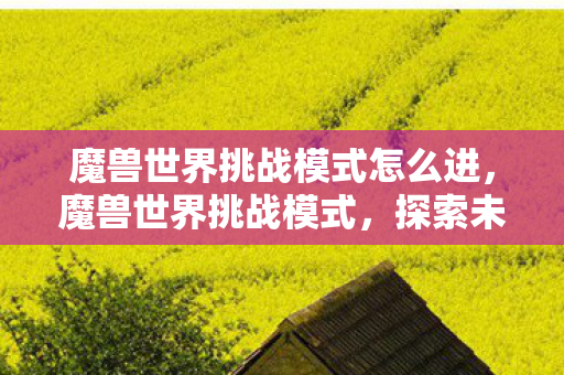 魔兽世界挑战模式怎么进，魔兽世界挑战模式，探索未知，挑战极限