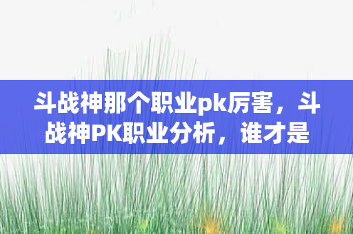 斗战神那个职业pk厉害，斗战神PK职业分析，谁才是战场上的霸主？
