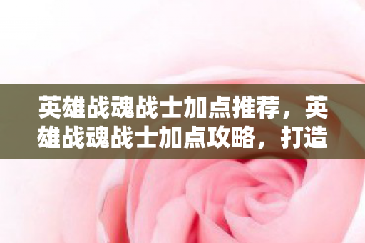 英雄战魂战士加点推荐，英雄战魂战士加点攻略，打造最强战士