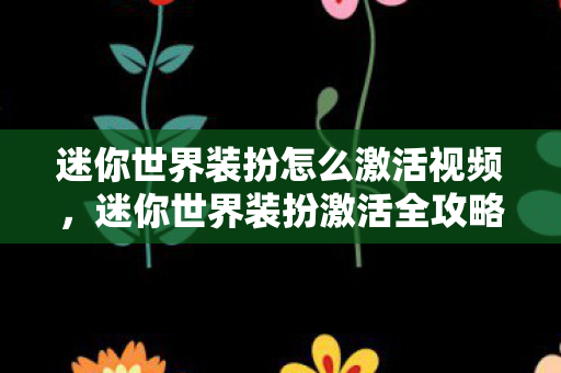 迷你世界装扮怎么激活视频，迷你世界装扮激活全攻略