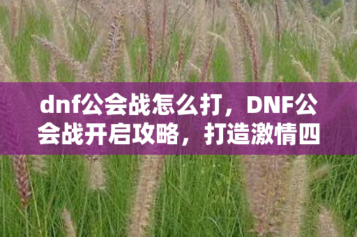 dnf公会战怎么打，DNF公会战开启攻略，打造激情四射的公会战争
