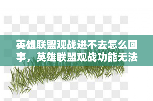 英雄联盟观战进不去怎么回事，英雄联盟观战功能无法进入的困扰与解决之道