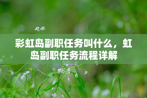彩虹岛副职任务叫什么，虹岛副职任务流程详解