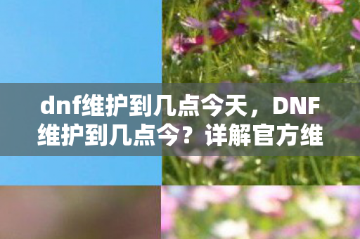 dnf维护到几点今天，DNF维护到几点今？详解官方维护时间