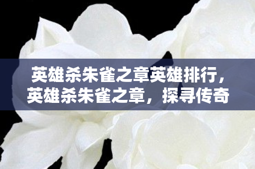 英雄杀朱雀之章英雄排行，英雄杀朱雀之章，探寻传奇人物的背后故事