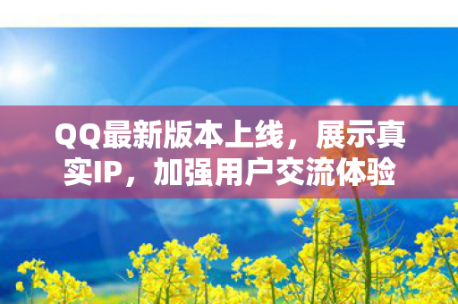 QQ最新版本上线,展示真实IP,加强用户交流体验 QQ最新版本上线,展示真实IP,加强用户交流体验