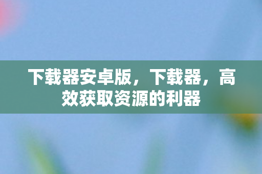 下载器安卓版，下载器，高效获取资源的利器