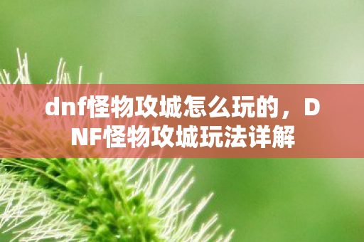 dnf怪物攻城怎么玩的，DNF怪物攻城玩法详解