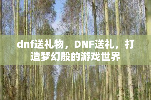dnf送礼物，DNF送礼，打造梦幻般的游戏世界
