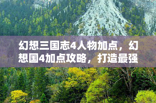 幻想三国志4人物加点，幻想国4加点攻略，打造最强角色，畅游奇幻世界