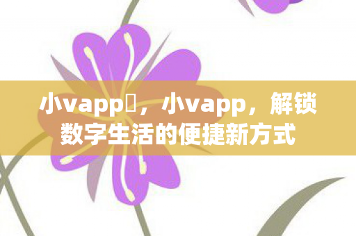 小vapp汅,小vapp,解锁数字生活的便捷新方式 小vapp汅,小vapp,解锁数字生活的便捷新方式
