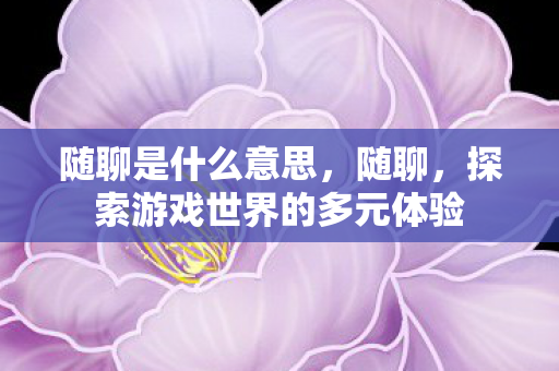 随聊是什么意思,随聊,探索游戏世界的多元体验 随聊是什么意思,随聊,探索游戏世界的多元体验