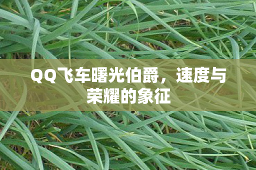 QQ飞车曙光伯爵，速度与荣耀的象征