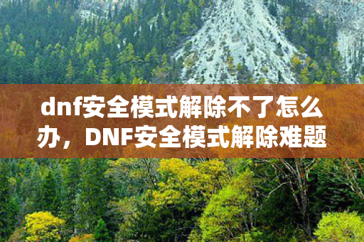 dnf安全模式解除不了怎么办，DNF安全模式解除难题，如何有效应对游戏保护机制