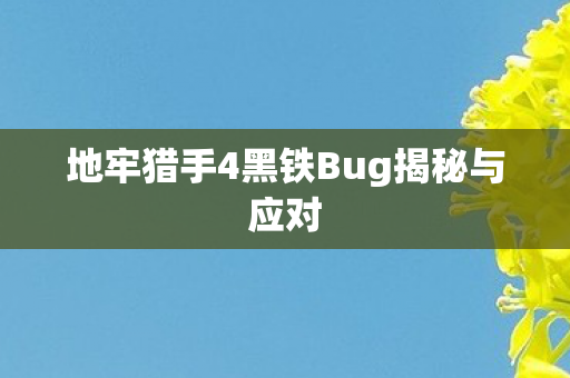 地牢猎手4黑铁Bug揭秘与应对