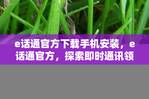 e话通官方下载手机安装，e话通官方，探索即时通讯领域的创新与发展