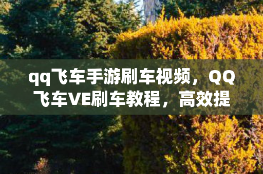 qq飞车手游刷车视频，QQ飞车VE刷车教程，高效提升车辆性能