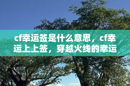 cf幸运签是什么意思，cf幸运上上签，穿越火线的幸运之旅