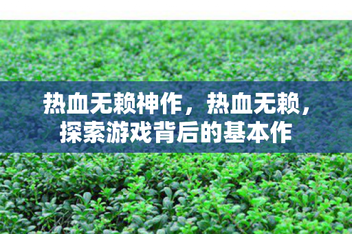 热血无赖神作，热血无赖，探索游戏背后的基本作