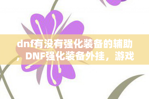 dnf有没有强化装备的辅助，DNF强化装备外挂，游戏内不可忽视的灰色地带