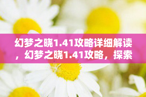 幻梦之晓1.41攻略详细解读，幻梦之晓1.41攻略，探索未知，挑战极限