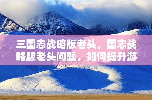 三国志战略版老头，国志战略版老头问题，如何提升游戏角色实力？