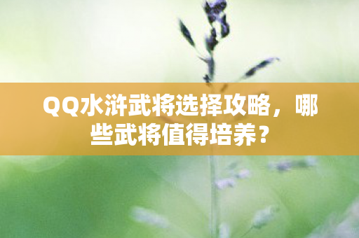 QQ水浒武将选择攻略,哪些武将值得培养? QQ水浒武将选择攻略,哪些武将值得培养?