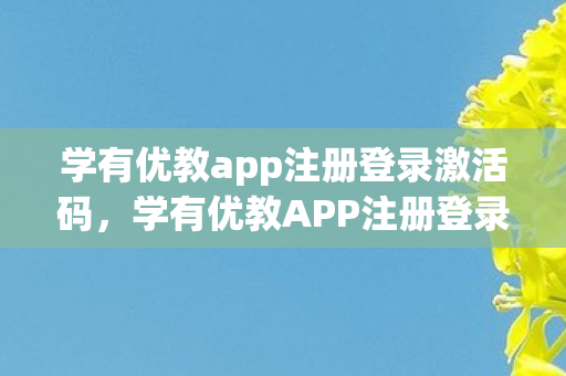 学有优教app注册登录激活码，学有优教APP注册登录，打造个性化学习新体验