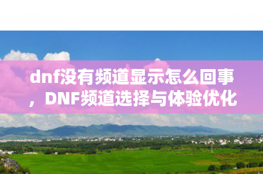 dnf没有频道显示怎么回事，DNF频道选择与体验优化，打造流畅游戏旅程的秘诀