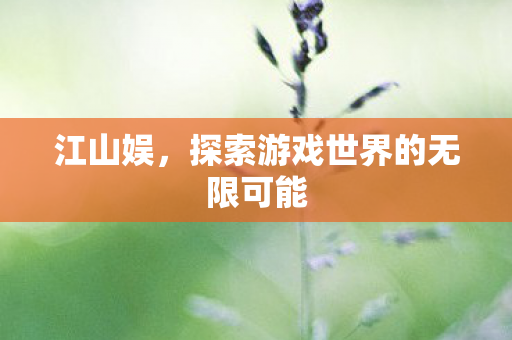 江山娱，探索游戏世界的无限可能