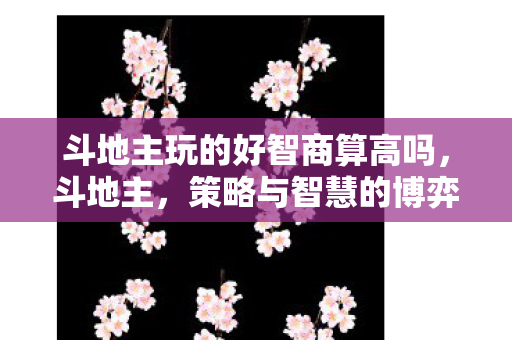 斗地主玩的好智商算高吗,斗地主,策略与智慧的博弈 斗地主玩的好智商算高吗,斗地主,策略与智慧的博弈