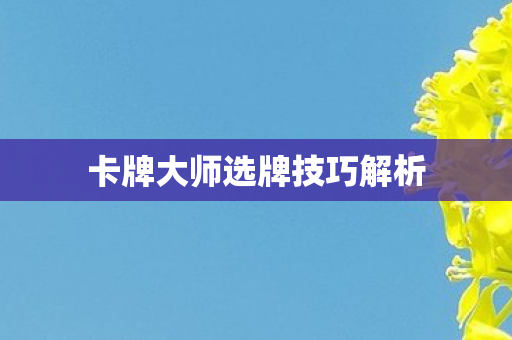 卡牌大师选牌技巧解析 卡牌大师选牌技巧解析