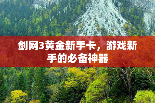 剑网3黄金新手卡，游戏新手的必备神器