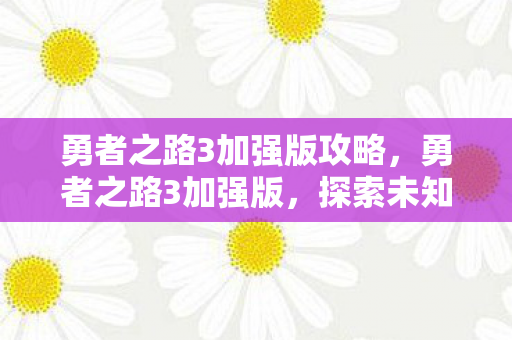 勇者之路3加强版攻略,勇者之路3加强版,探索未知世界的奇幻冒险 勇者之路3加强版攻略,勇者之路3加强版,探索未知世界的奇幻冒险