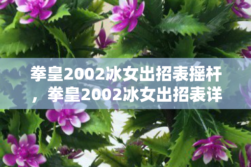 拳皇2002冰女出招表摇杆，拳皇2002冰女出招表详解