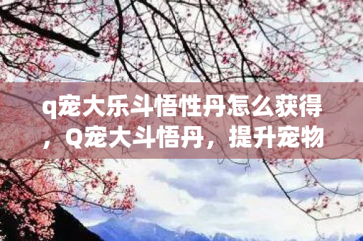 q宠大乐斗悟性丹怎么获得,Q宠大斗悟丹,提升宠物战斗力的神奇丹药 q宠大乐斗悟性丹怎么获得,Q宠大斗悟丹,提升宠物战斗力的神奇丹药