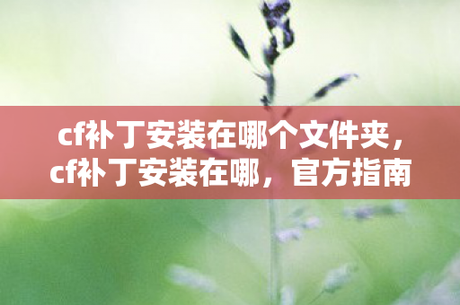cf补丁安装在哪个文件夹，cf补丁安装在哪，官方指南与步骤详解