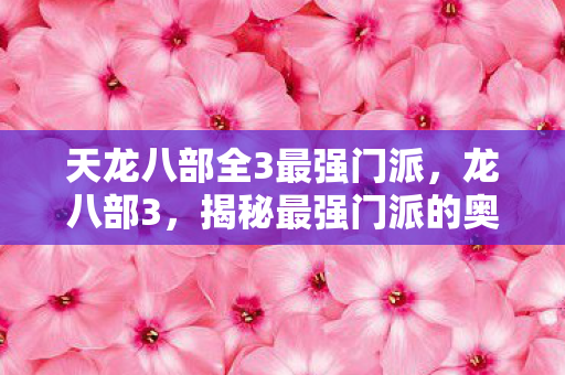 天龙八部全3最强门派，龙八部3，揭秘最强门派的奥秘