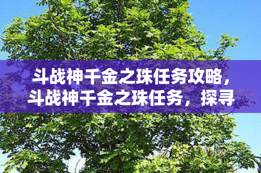 斗战神千金之珠任务攻略，斗战神千金之珠任务，探寻古老宝藏的奇幻之旅