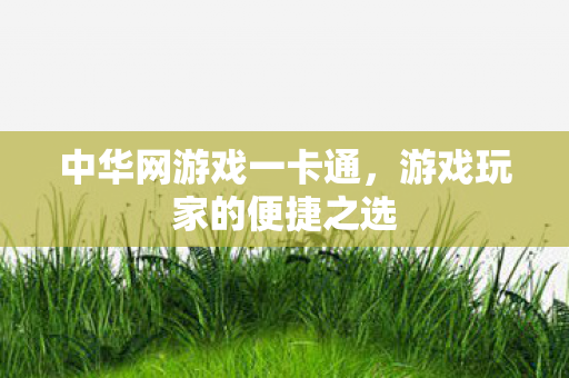 中华网游戏一卡通，游戏玩家的便捷之选