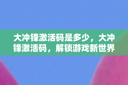 大冲锋激活码是多少，大冲锋激活码，解锁游戏新世界的钥匙