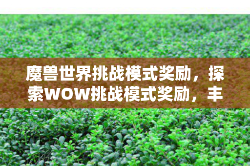 魔兽世界挑战模式奖励，探索WOW挑战模式奖励，丰厚奖励与独特成就