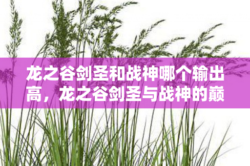 龙之谷剑圣和战神哪个输出高,龙之谷剑圣与战神的巅峰对决 龙之谷剑圣和战神哪个输出高,龙之谷剑圣与战神的巅峰对决