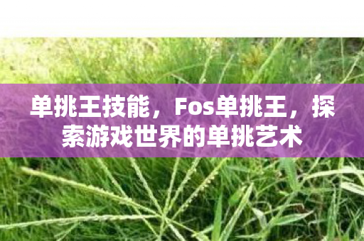 单挑王技能,Fos单挑王,探索游戏世界的单挑艺术 单挑王技能,Fos单挑王,探索游戏世界的单挑艺术