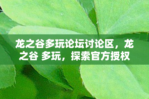 龙之谷多玩论坛讨论区，龙之谷 多玩，探索官方授权下的多元游戏体验