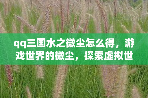 qq三国水之微尘怎么得，游戏世界的微尘，探索虚拟世界的无限可能