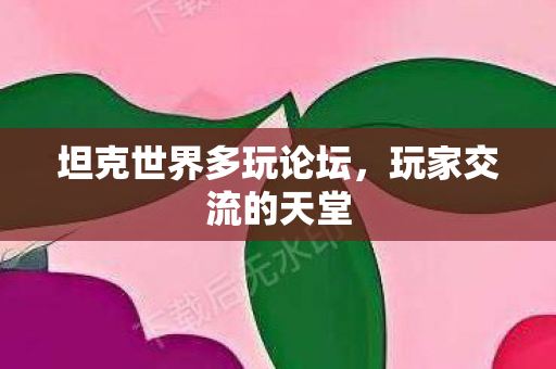 坦克世界多玩论坛，玩家交流的天堂