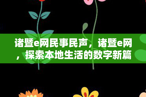 诸暨e网民事民声，诸暨e网，探索本地生活的数字新篇章