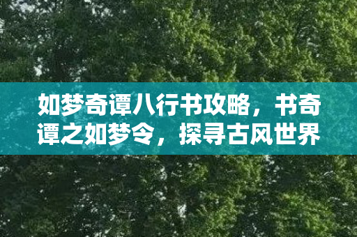 如梦奇谭八行书攻略，书奇谭之如梦令，探寻古风世界的奇妙之旅